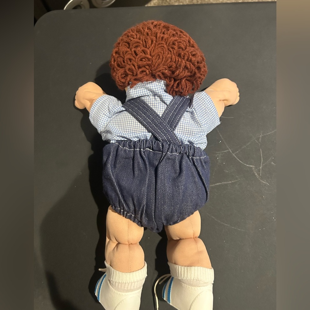 Classic Brown-Haired Cabbage Patch Style Doll in Denim Overalls - Picture 3 of 3